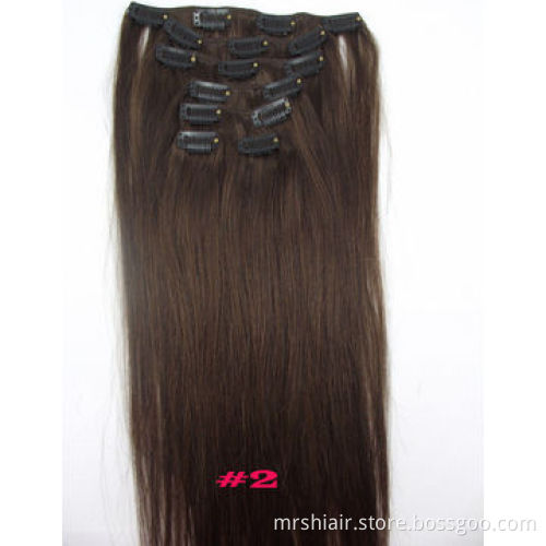 2# Straight Brazilian Remy Hair Clip Hair Extension, 10"/12"14"/16"/18"/20"22"/24"/26"/28"/30"